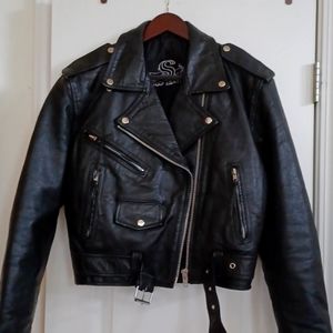 Vintage 80's Leather Motorcycle Jacket!